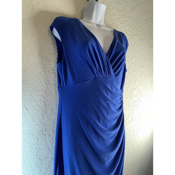 Lauren Ralph Lauren Evening Maxi Dress Womens 12 Navy Blue Draped Neck NEW NWT - Picture 3 of 14
